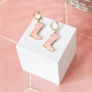 Cowgirl Boot Charm Hoop Earrings